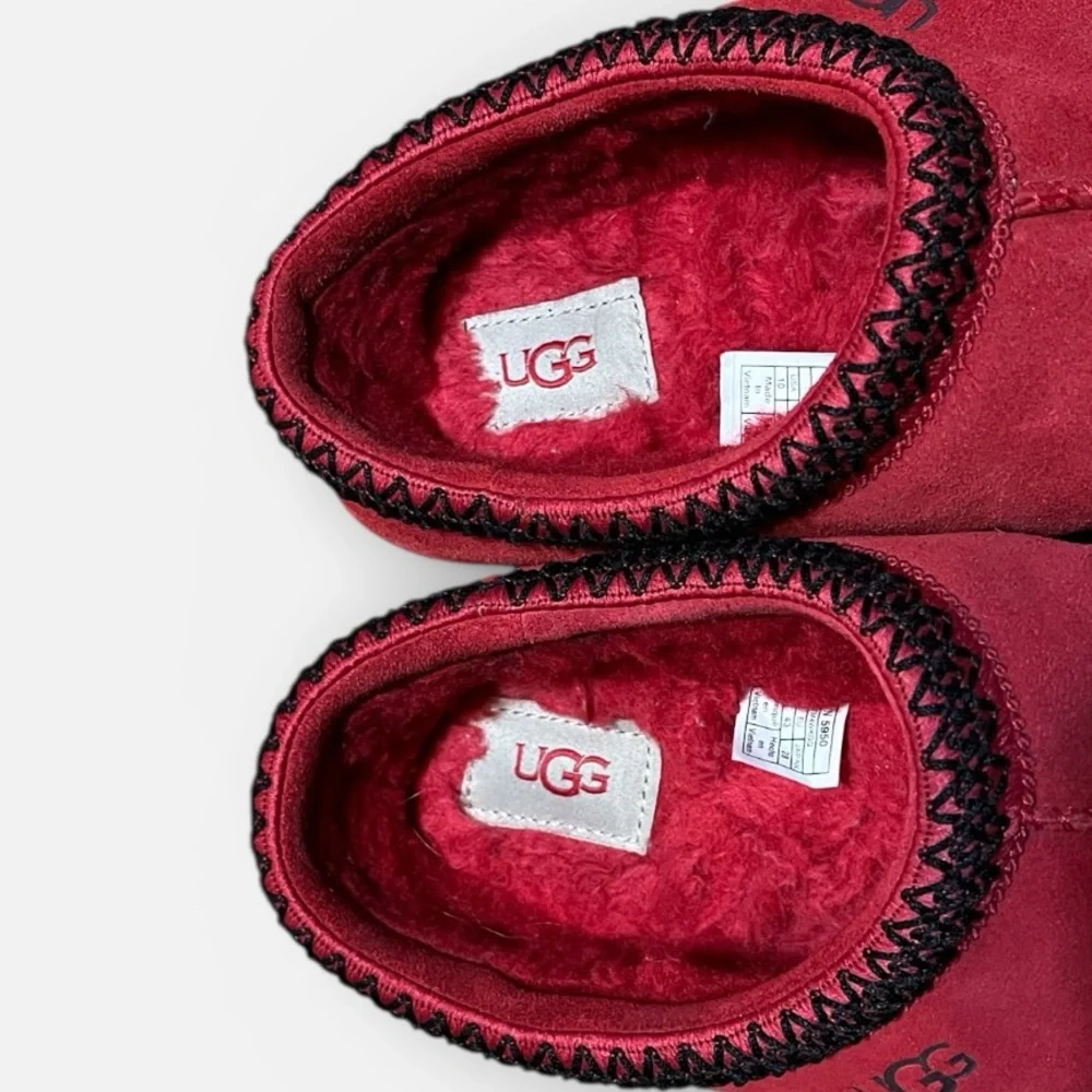 UGG Red Suede Slip-On Clog with Black Trim